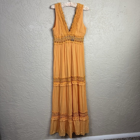 Rue 21 Dresses & Skirts - Rue 21 Boho Maxi Dress Womens S Babydoll Flowy Crochet LaceTiered Beach Festival